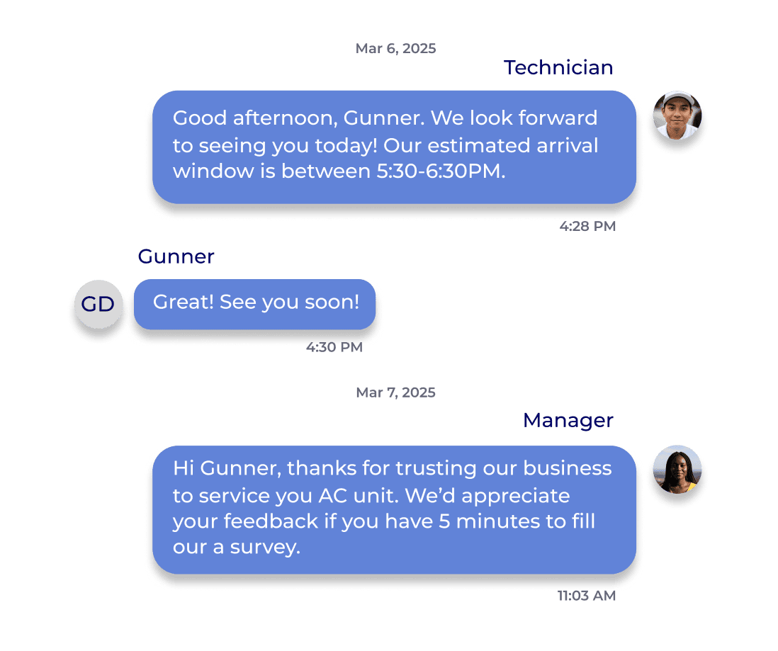 Engage Conversation Between Customer, Technician, and Office Manager