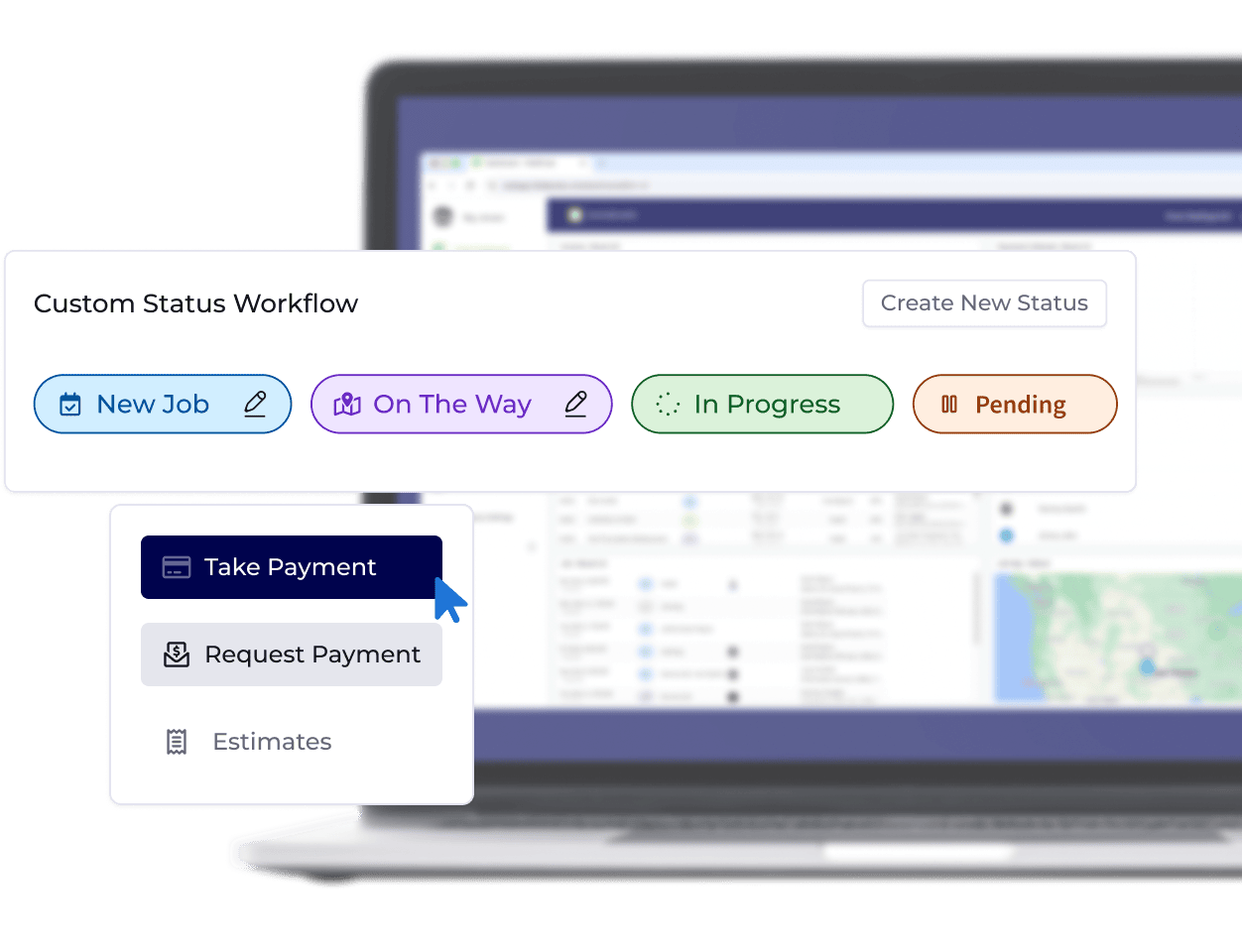 Dashboard displaying key performance indicators for field service operations.