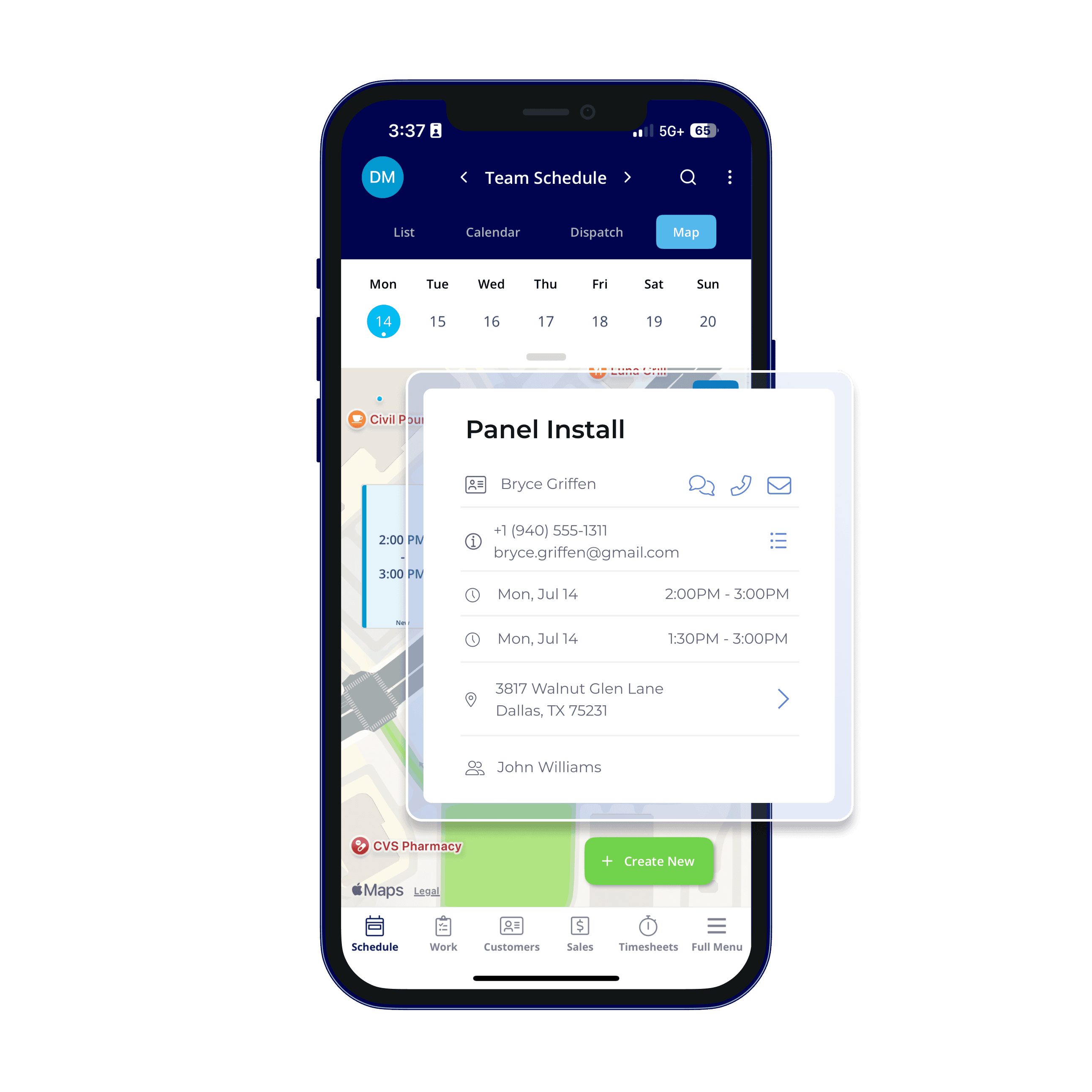 Mobile Phone with Job Information
