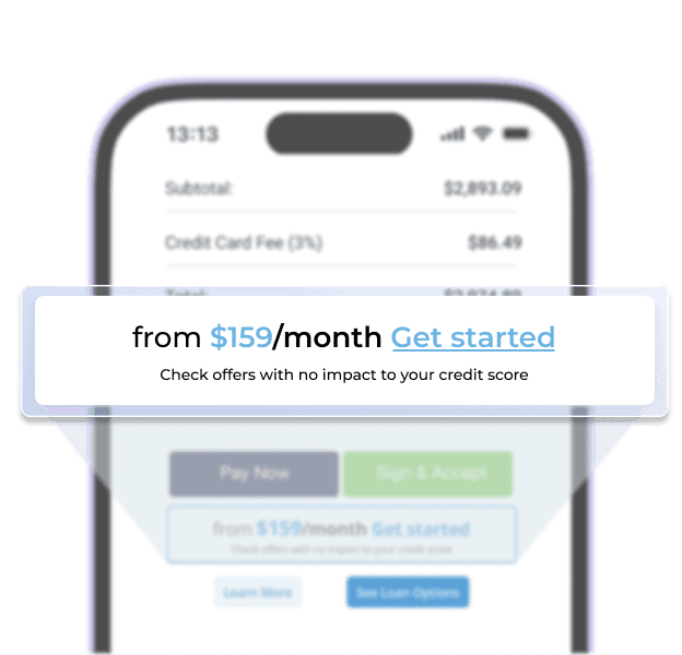 Phone showing $159/mo payment option available to the customer.