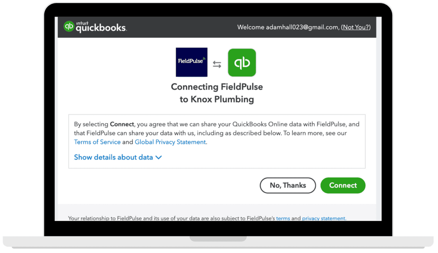 FieldPulse integration with QuickBooks for automated financial management.