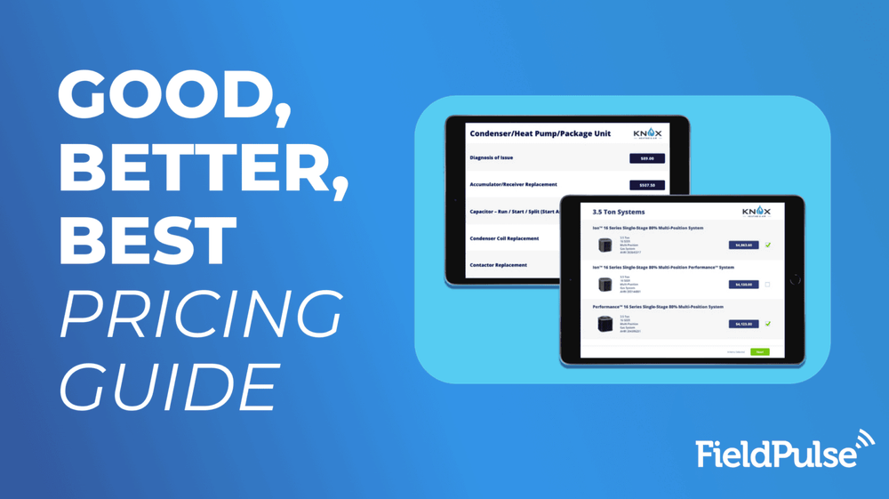 Guide showcasing good, better, and best pricing strategies for field services.