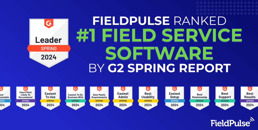 G2 awards showcasing FieldPulse’s excellence in field service software.
