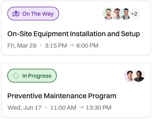 Mobile interface showing real-time job assignment and location updates